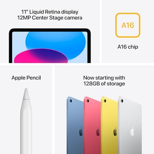 Apple iPad with A16 chip: 11-inch Liquid Retina Display, 128 GB, Wi-Fi 6, 12MP Front/12MP Back Camera, Touch ID, All-Day Battery Life — Silver — view 2