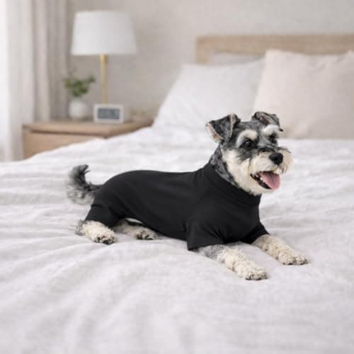 ADKLHX Dog Full Bodysuit – Stretchy Yoga Fabric 4-Leg Dog Pajamas, Breathable & Lightweight Dog Onesie for Indoor & Outdoor, Shedding Control & Travel Wear Black M — view 4