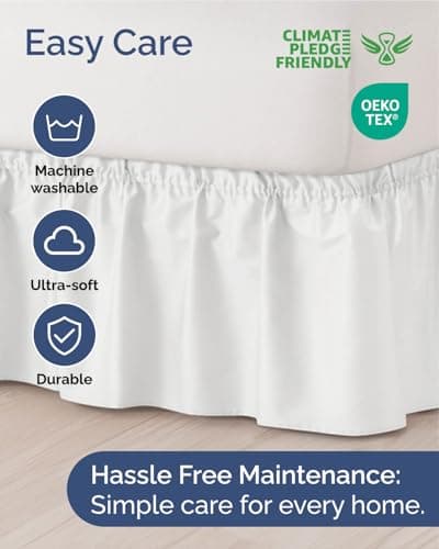 Wrap Around Dust Ruffle Bed Skirt, Queen Size Beds - 15 Inch Drop, White — view 5