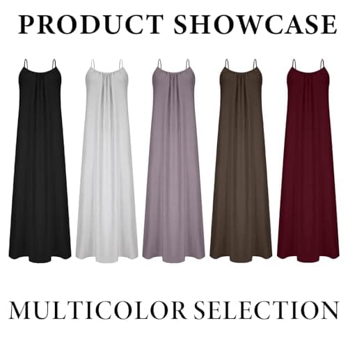 Tubeluck Backless Cami Dress for Women Summer Sleeveless Long Casual Sundress Lady Solid Color Open Back Lounge Dresses Holiday House (CA/US, Alpha, Medium, Regular, Regular, Black) — view 5