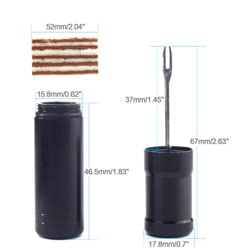 Tubeless Bike Tire Repair Kit for MTB & Road Bicycles - Quick Repair for Punctures & Flats, Includes Storage Canister, Plugger Tool & 15 Rubber Repair Strips, Essential Bicycle Tyre Repair Tool Set — view 2