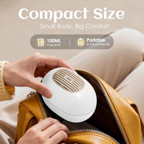 White Oval Aromatherapy Essential Oil Diffuser with 7-Color LED Lights and Automatic Shut-Off, Home Ultrasonic, 100ml Samll Essential Oil Diffuser - White — view 2