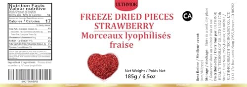 Premium Freeze Dried Strawberries Pieces 6.5 Oz/185g,Frozen Dried Strawberry,100% Pure & No Additives.