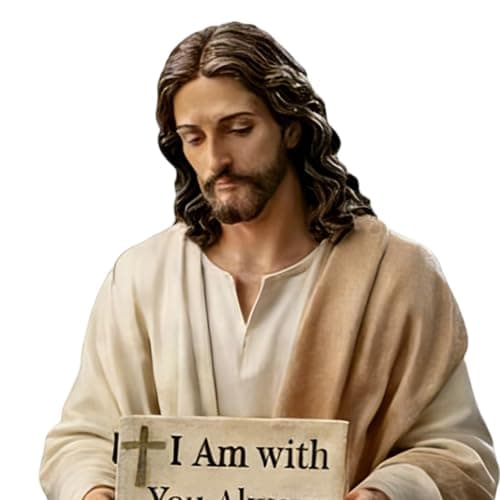 ''I Am with You Always'' Sign Jesus Resin Desk Companion Figurine, 4.7'' Handmade Sitting Design Jesus Statue, Je-sus Ornament for Car Dashboard Desktop, Religious Present — view 3