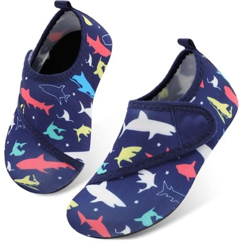 JOINFREE Girls and Boys Beach Water Shoes Kids Summer Walking Swimming Shoes BlueRedShark 1-2 Big Kid