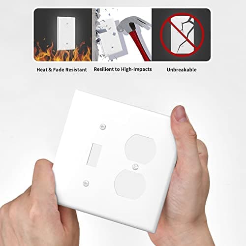 CORENEST Decorative Outlet Covers Pure White 2 Gang Light Switch Cover Plate Single Toggle Duplex Wall Plates for Electrical Outlets Switch Plate Covers for Bedroom Kitchen Home Decor — view 5