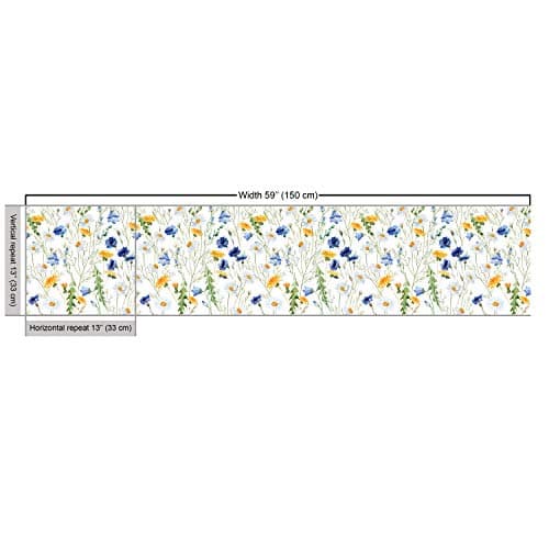 Ambesonne Flower Fabric by The Yard, Wild Flowers Poppies and Daisies Rural Nature Scenery in Meadows Rustic, Decorative Fabric for Upholstery and Home Accents, 2 Yards, Ivory Yellow — view 2