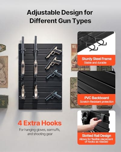 VEVOR Gun Rack, Wall Mount, Tactical Rifle Shotgun Handgun Storage, Heavy-Duty PVC Panels & Steel Wall Racks, Securely Holds up to 2 Rifles & 4 Pistols, Modular Firearms Gun Gear Accessories Organizer — view 2