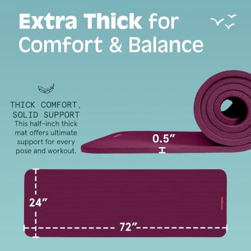 Retrospec Solana Yoga Mat 1" And 1/2" Thick With Nylon Strap for Men And Women - Non Slip Exercise Mat For Home Yoga, Pilates, Stretching, Floor And Fitness Workouts — view 2