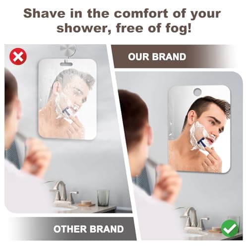 Nyosye Shower Mirror Fogless for Shaving Anti-Fog Frameless Wall Hanging Makeup,11.42" L x 7.87" W,Darkgrey — view 5