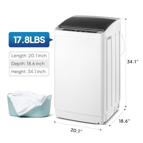 ROVSUN 17.8LBS Portable Washing Machine, Full-Automatic Electric Laundry Machine with Stainless Steel Drum, Compact Washer and Spin Dryer Combo with Drain Pump for Apartment, Dorm, Home — view 6