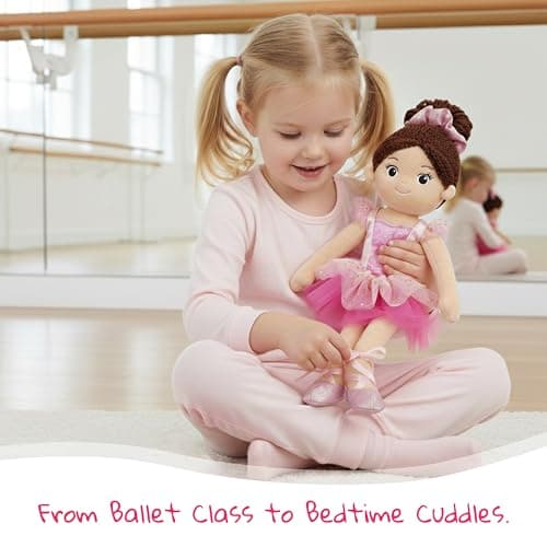 June Garden 14" Snuggle Cutie Ballerina Doll Maya – Soft Plush Doll with Ballet Outfit, Purple Pajama Set & Accessories – Dress Up Pretend Play Toy for Girls — view 2