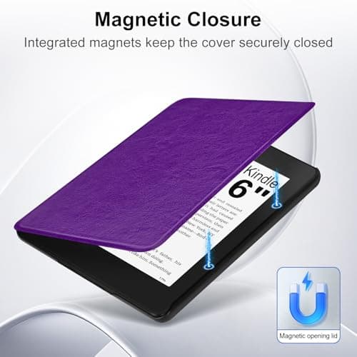 XunyLyee Case for 6 Inch Ebook Reader 2024/2022 e-Reader Cover 6", Lightweight Premium PU Leather Case Cover with Hand Strap, Auto Wake/Sleep for 6 inch Ebook Reader Case, Purple — view 5