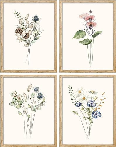 SIGNWIN Poster Forest Wildflower Collage Floral Botanical Print Nature Illustrations Decorative Country/Farmhouse Rustic Cozy Zen for Living Room, Bedroom, Office - 11"x14"x4