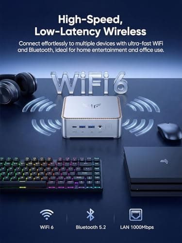 KAMRUI Hyper H2 Mini Gaming PC, in-tel Core i5-14450HX (Beat 1195G7/5825U, up to 4.8GHz) 32GB RAM 1TB SSD Mini Desktop Computers, Triple 4K Display 6*USB3.2, USB-C, HDMI, DP, WiFi6, BT5.2, Office Home — view 4