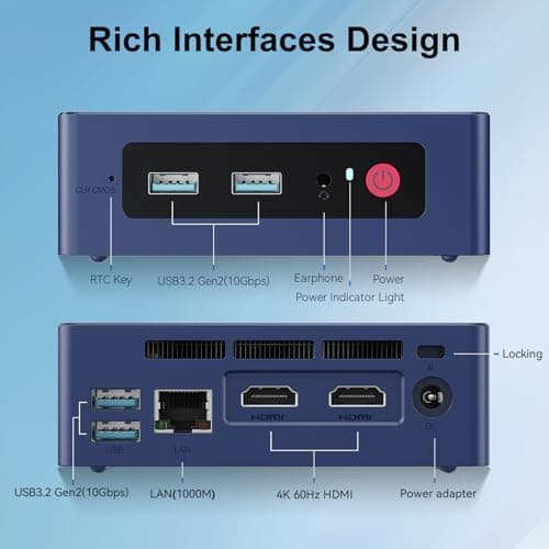 Beelink Mini S13 Mini PC,13th Intel Twin Lake-N150 (up to 3.6GHz, Upgraded N100), 16GB DDR4 500GB M.2 SSD, Mini Desktop Computer Support 4K Dual Display/USB 3.2/WiFi 6/BT 5.2 for HTPC/Office/Business — view 6