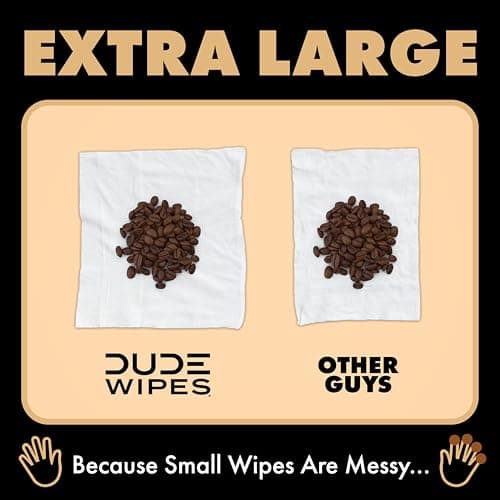 DUDE Wipes Morning Grind Flushable Wipes - Coffee Scented Extra-Large Adult Wet Wipes - 3 Pack (144 Count) - Infused with Coffee Oil, Vitamin E, and Aloe - Septic and Sewer Safe — view 4