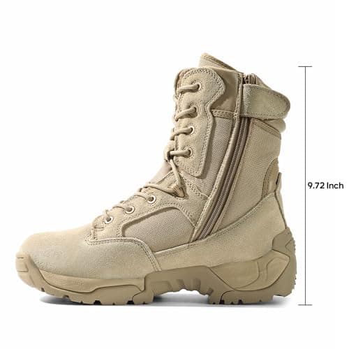 NORTIV 8 Men's Military Tactical Combat Boots Motorcycle Hiking Side Zip Work Boots RESPONSE,Size 11,Sand,RESPONSE