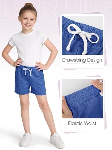 JORHIG 5 Pack Girls Shorts Athletic Soccer Running Active Dry-Fit Sports Basketball Shorts with Drawstring Pocket Set A 10-12 Years — view 4