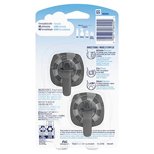Febreze AUTO Air Freshener, Odor-Fighting Automotive Vent Clip, Scented Car Accessories, Long Lasting for Strong Odors, New Car Scent, 2 Count