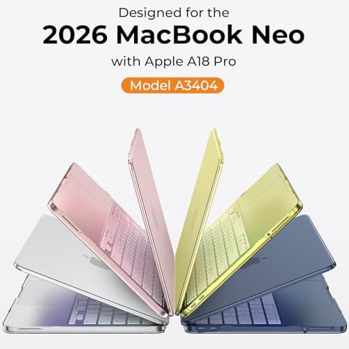 EooCoo Case Compatible with MacBook Neo 13 inch 2026 Model A3404 with A18 Pro chip, Crystal Lightweight Hard Shell Scratch Resistant Protective Cover, Clear — view 2