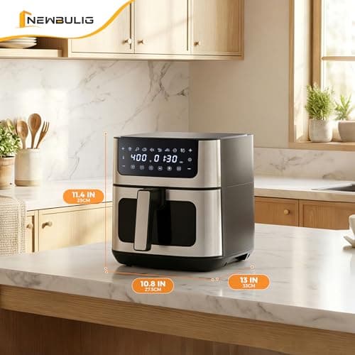 NEWBULIG Air Fryer 6.34QT Airfryer with Visible Window Stainless Steel — view 2