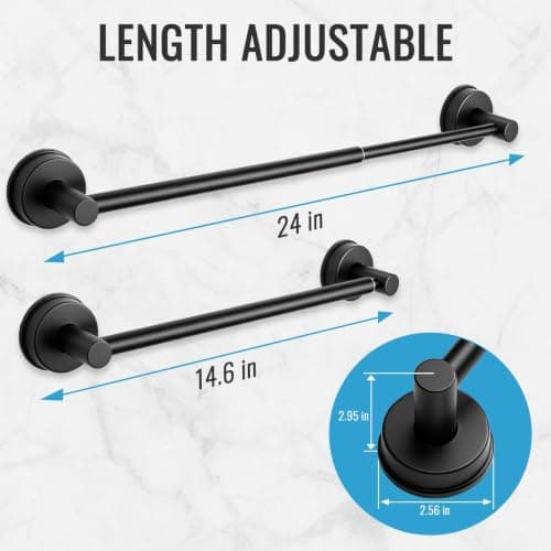 Meltrexni No Drill Suction Cup Towel Bar with Adjustable 14.6-24In
