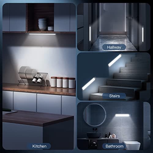 MCGOR 10inch Under Cabinet Lighting, 2 Pack Rechargeable Motion Sensor Light Indoor, 5 Levels Dimmable Magnetic Closet Lights, Wireless Under Counter Lights for Kitchen, Stairs — view 7