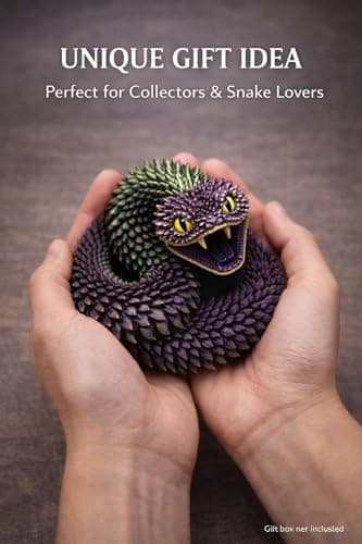 Articulated Crystal Snake – 3D Printed Flexible Snake Figurine, 58 cm (23 in) Poseable Serpent with Movable Mouth, Realistic Eyes, Fantasy Desk Decor (Ages 14+), (Purple Green) — view 7