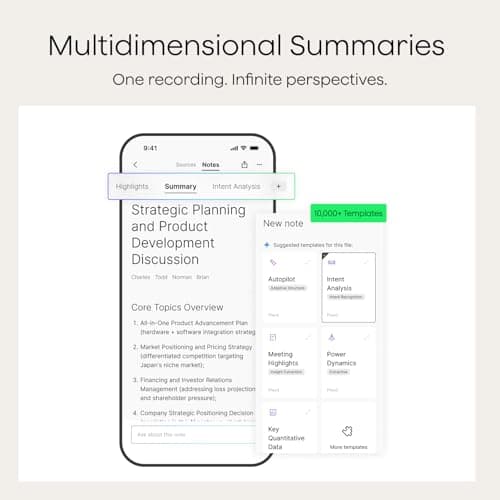 Plaud Note Pro AI Voice Recorder, Transcribe & Summarize with AI Note Taker for Meetings & Calls, Professionals & Teams, Supports 112 Languages, Ultra-Slim, InstantView Display, Case Included, Black — view 3