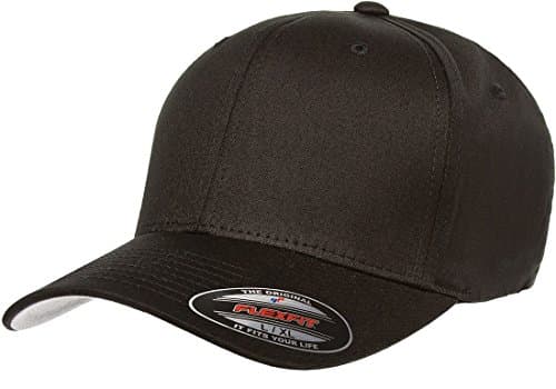 Flexfit Cotton Twill Fitted Cap, Black, Large-X-Large