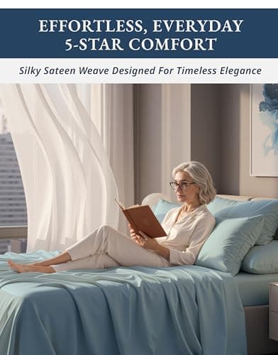 100% Egyptian Cotton King Size Sheets- Naturally Breathable & Durable Winter Comfort, Ultra-Soft Hotel Comfort with 15" Deep Pocket King Sheet Set, Silky Sateen Weave Luxury You Can Feel- French Blue — view 4