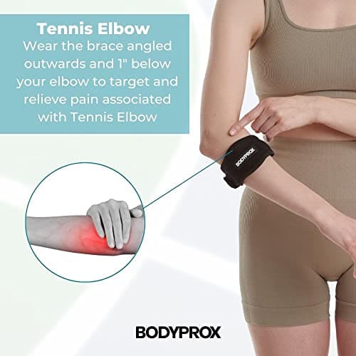 BODYPROX Elbow Brace 2 Pack for Tennis & Golfer's Elbow Pain Relief — view 3