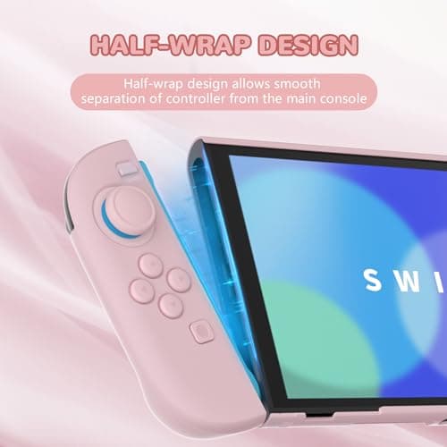 PlayVital for Switch 2 Protective Case with Stand & Thumb Grips, Dockable Hard Shell Grip Cover for Nintendo Switch 2 Accessories, Anti-Scratches Shockproof Case, Solid Color - Cherry Blossoms Pink — view 2