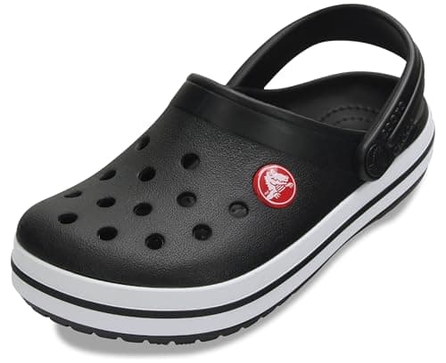 Crocs Unisex-Child Crocband Clogs, Kids and Toddler Shoes, Black/White, 12 Little Kid