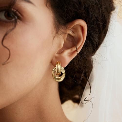 SHERLOVE Chunky Gold Earrings Women Statement Drop Dangle Knot Earrings