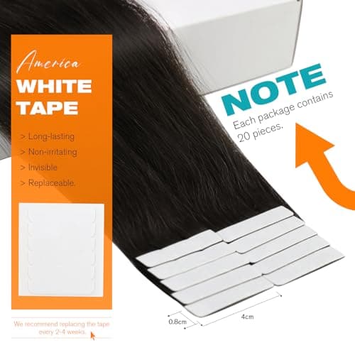 Sunny Hair Tape in Hair Extensions Human Hair 20inch Remy Hair Extensions for Women Real Human Hair Brunette Dark Brown Invisible Tape in Extensions Straight 20Pcs — view 2
