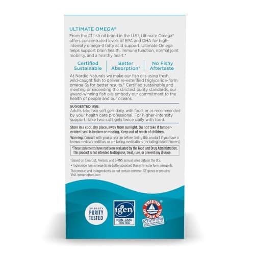 Nordic Naturals Ultimate Omega, Lemon Flavor - 60 Soft Gels - 1280 mg Omega-3 - High-Potency Fish Oil Supplement with EPA & DHA - Promotes Brain & Heart Health - Non-GMO - 30 Servings — view 5