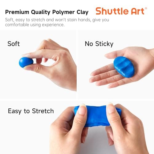 Shuttle Art Polymer Clay Kit, 60 Colors Oven Bake Clay for Kids, 19 Sculpting Tools, 16 Accessories, Non-Sticky, Non-Toxic DIY Crafts for Kids Adults — view 6