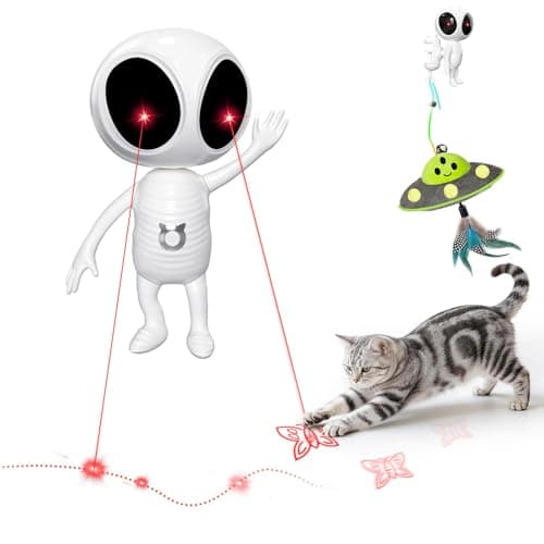 ORSDA Laser Cat Toys, 2 in 1 Automatic Dual Laser & Catnip UFO Dangler Cat Toys for Indoor Cats, Truly Random Trajectory Radar Motion-Activated, Rechargeable 4 Modes, Clamp Design, White