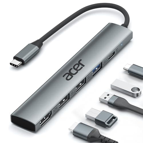 Acer USB C Hub 5 in 1 with 4K HDMI, Type C to HDMI Multiport Adapter Splitter with 100W Power Delivery, Fast USB 3.0 Data for Laptop, PC, Tablet, MacBook Neo(A18 Pro), iPad Pro, iMac, iPhone 16