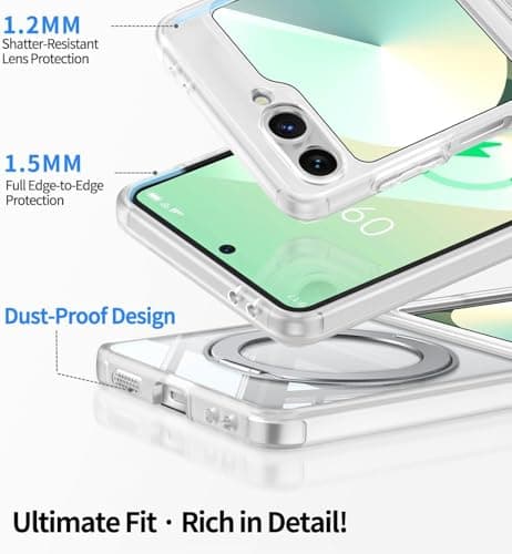 Case for Samsung Galaxy Z Flip 6/5 with 360° Magnetic Stand【Fit for MagSafe & Pixelsnap】 Cover with Ring Holder 【Shockproof Protective】 Cell Phone Galaxy Z Flip 6/5 Case Clear — view 5