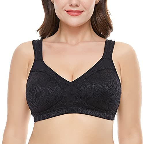 WingsLove Women's Full Coverage Non Padded Comfort Bra Minimizer Wire-Free Bra, Black, 42DD — view 2