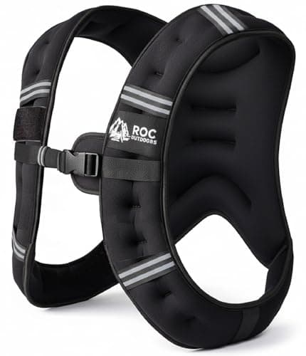 Roc Outdoors Weighted Vest W/ Rub-Free Technology for Woman and Men, 5lb/10lb/15lb/20lb/30lb Weight Vest with Reflective Stripe for Workout, Strength Training, Running, Walking, Fitness, Weight Training, Weight Loss, Weightlifting (Black, 5lb) — view 2