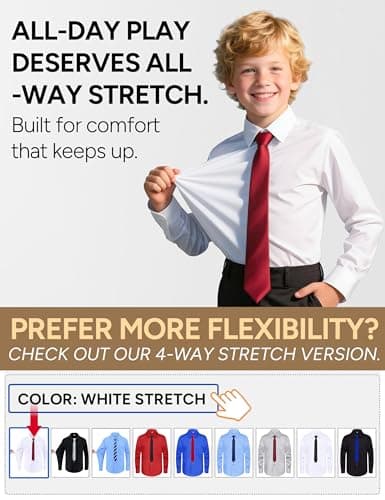 MagicSite Boys White Button Down Dress Shirt with Tie Little Kids Long Sleeve Button Up Shirt Size 10 for Big Boy — view 5