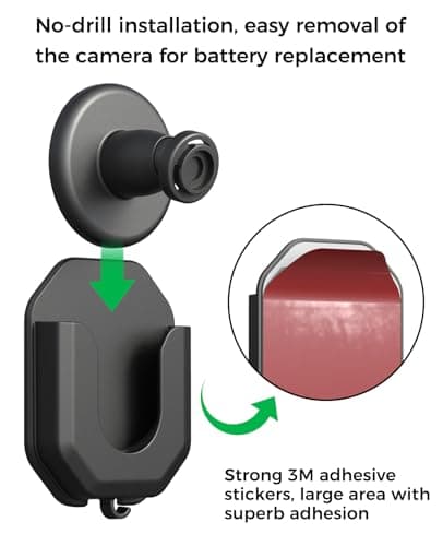 3 Pack Blink Camera No Drill No Screws Wall Mount Bracket for Blink Mini /Mini 2 /Blink Outdoor 4 /Blink Indoor Cameras, HBV Adhesive Mount(KMOUANTS Black Wall Mount for Blink Cameras) — view 2