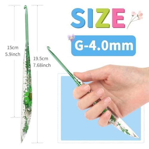 Coopay Crochet Hook, 4mm Ergonomic Crochet Hook with Floral Plastic Grips — view 2