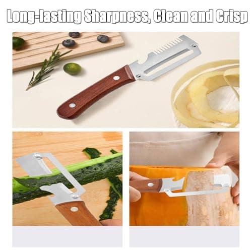 Vegetable Peeler - Wooden Handle Stainless Steel Multi-functional Peeler — view 6