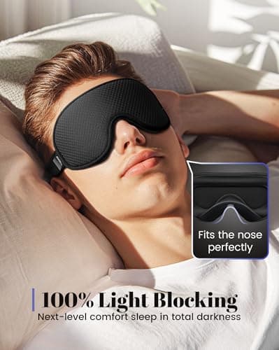 WAOAW Sleep Mask Travel Essentials - 3D Blackout Eye Mask for Sleeping - Soft Breathable Adjustable Light Blocking Eye Covers for Men and Women - Comfortable Night Mask for Travel Flight (Black) — view 2