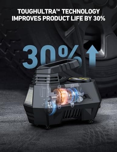 AstroAI AIRUN H1 Tire Inflator Portable Air Compressor,Fast Inflation Electric Air Pump for Car Tires-Car Accessory,9.8Ft Cord-12VDC-Powered Auto Shut-Off with Digital Pressure Gauge,LED Light,Yellow — view 2